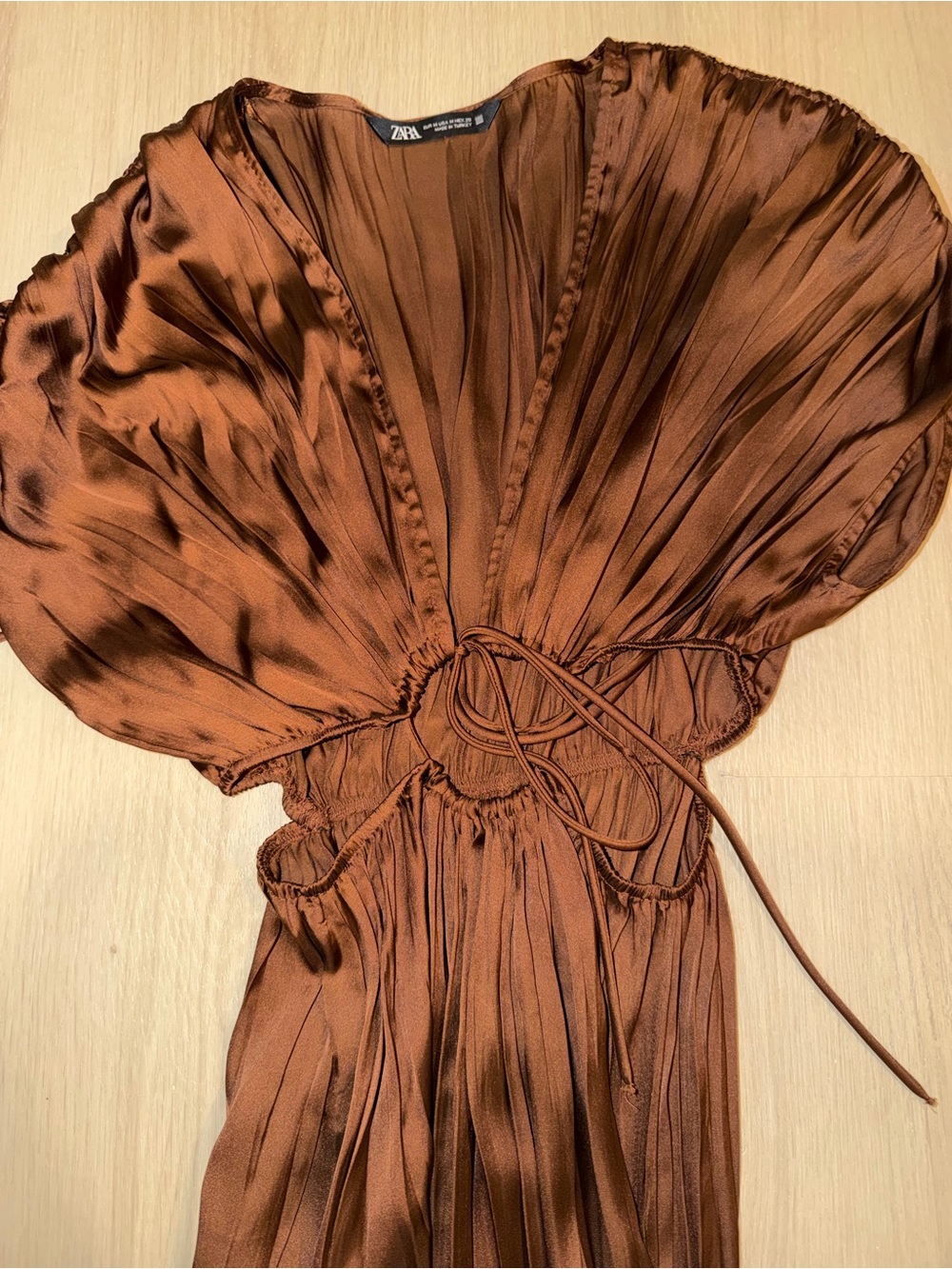 Zara Brown Maxi Dress with Drawstring Details - Picture 3 of 5